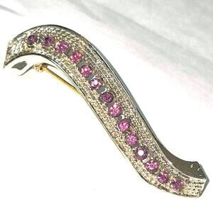 Amethyst Colored Glass Crystal Vintage Silver Tone Lapel Pin Brooch